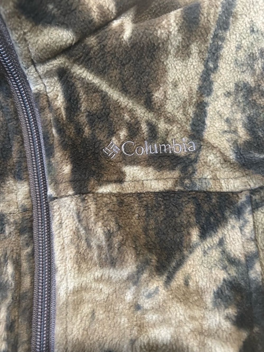 Columbia Kids Camo Fleece Jacket - Brown, Green, Black - Picture 4 of 4